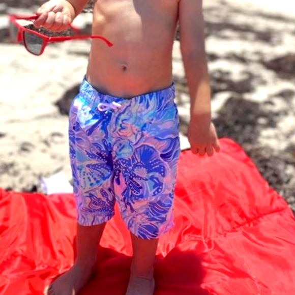 Lilly Pulitzer Swim Lilly Pulitzer Boys Junior Capri Swim Trunks Saltwater Blue Shade